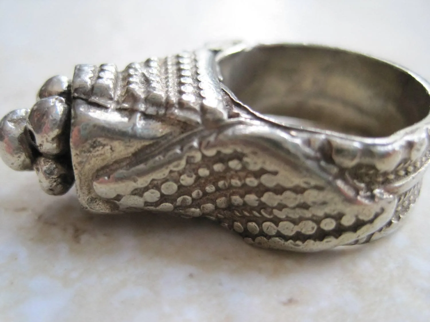 Vintage Bedouin Ring - Tribal Silver Tower Ring - Size 8 and a half