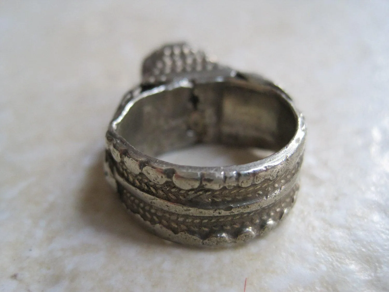 Vintage Bedouin Ring - Tribal Silver Tower Ring - Size 8 and a half