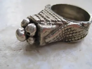 Vintage Bedouin Ring - Tribal Silver Tower Ring - Size 8 and a half