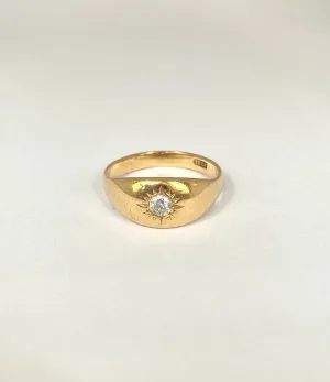 Vintage, Gypsy Solitaire Diamond (0.35ct) Starburst Ring, 3.43g