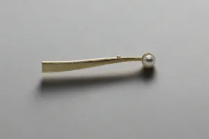 Vintage Long Bar Brooch with Faux Pearl End