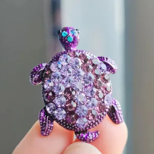 Vintage Purple Rhinestone Turtle Brooch