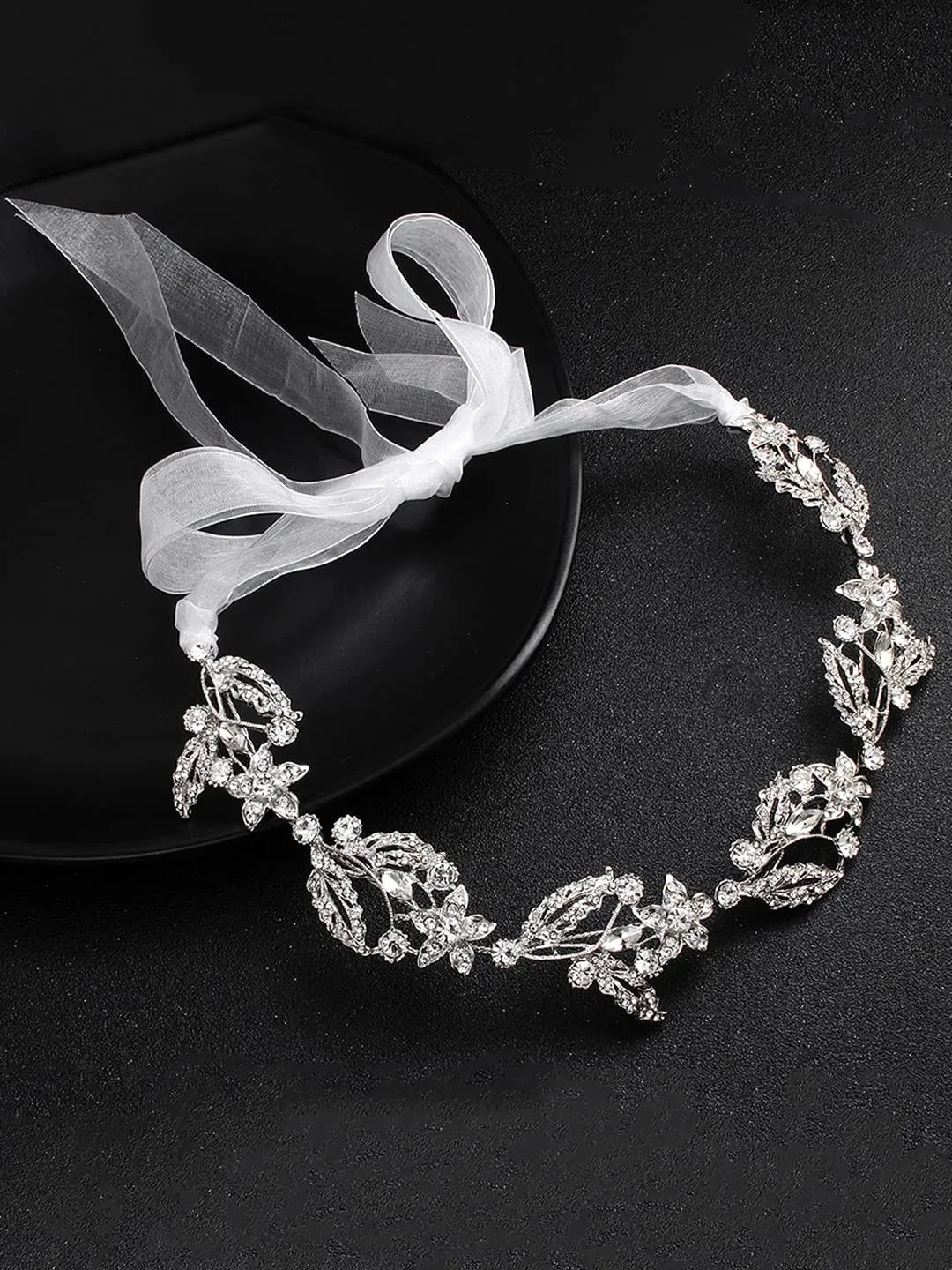 Yellow Chimes Tiara for Women and Girls Crystal Hair Vine for Women White Bridal Hair Vine Tiara Headband Hair Accessories Wedding Jewellery for Girls and Women Bridal Hair Accessories for Wedding.