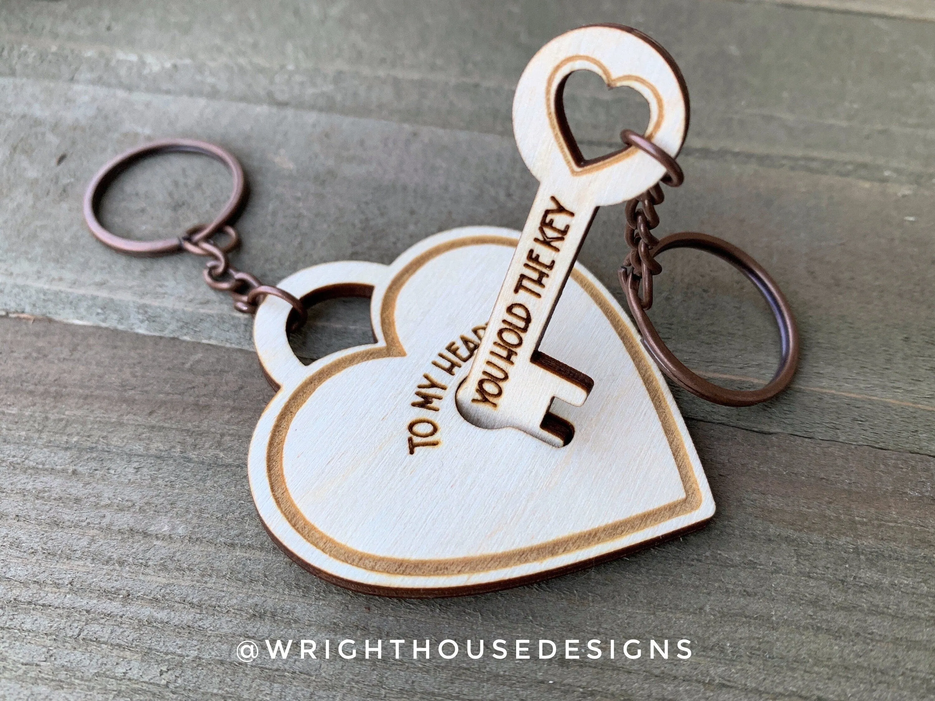 You Hold The Key To My Heart Interlocking Keychain Set - Personalizable Valentine's Day Gifts - Digital SVG Cut Files For Glowforge Lasers