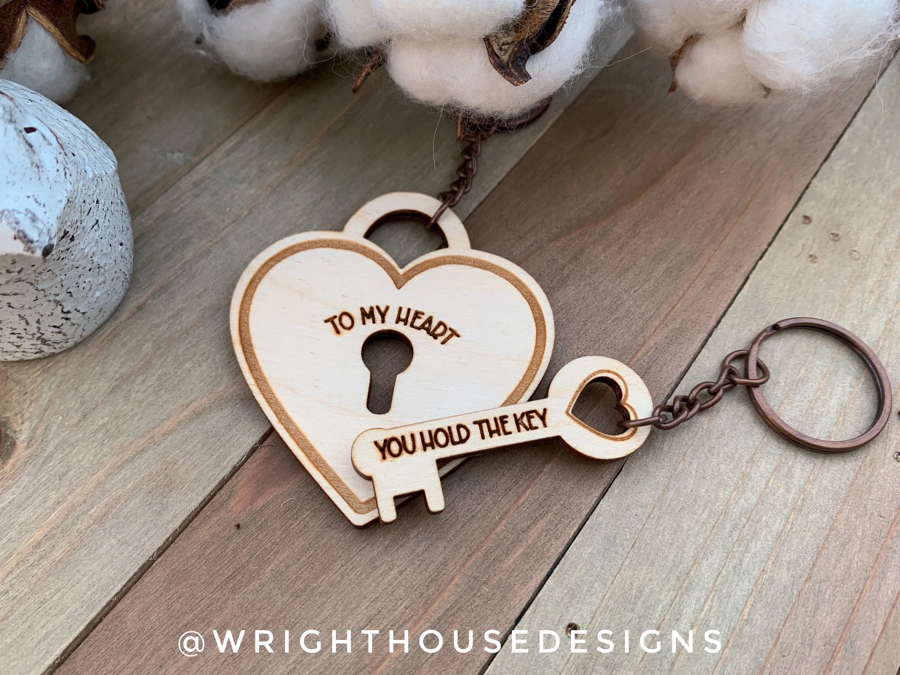 You Hold The Key To My Heart Interlocking Keychain Set - Personalizable Valentine's Day Gifts - Digital SVG Cut Files For Glowforge Lasers